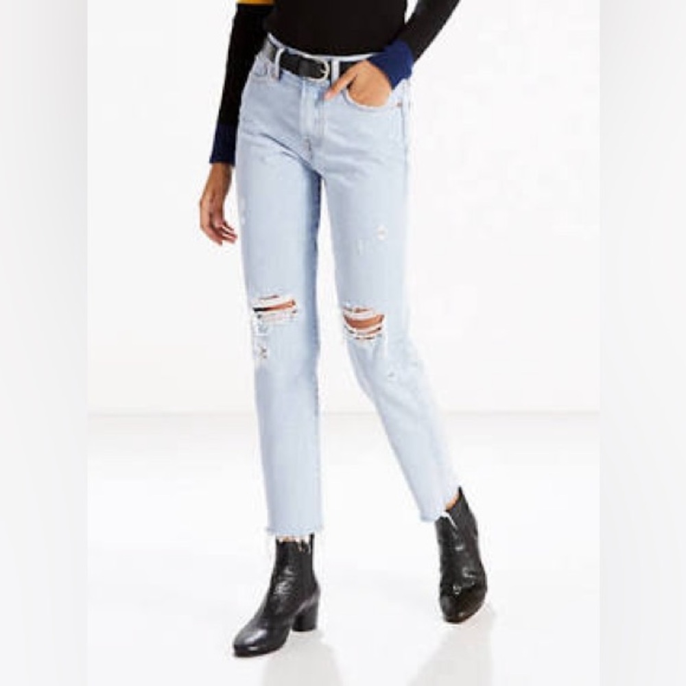 Women's Light Blue Distressed Jeans